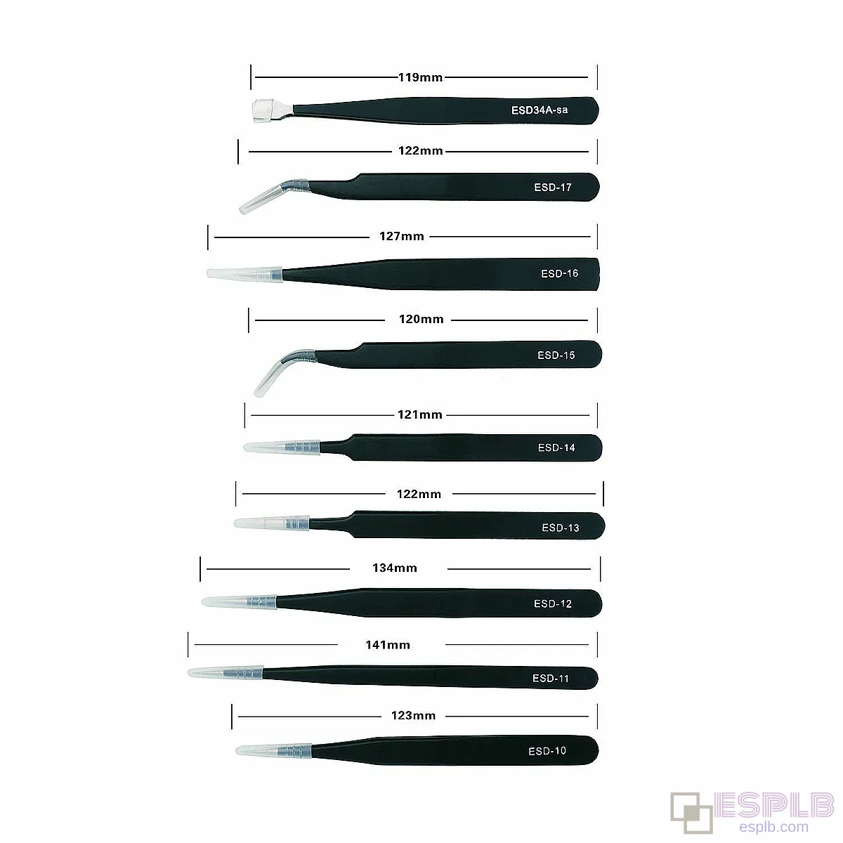 9件組防靜電精密工業鑷子，防靜電磁性不鏽鋼鑷子組，適用於電子產品焊接
