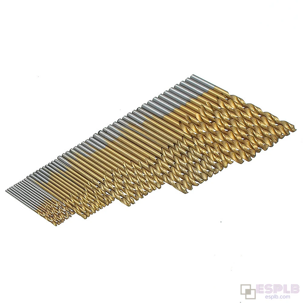 Ensemble de forets hélicoïdaux HSS revêtus de titane 50PCS 1/1.5/2/2.5/3mm Forets en acier rapide
