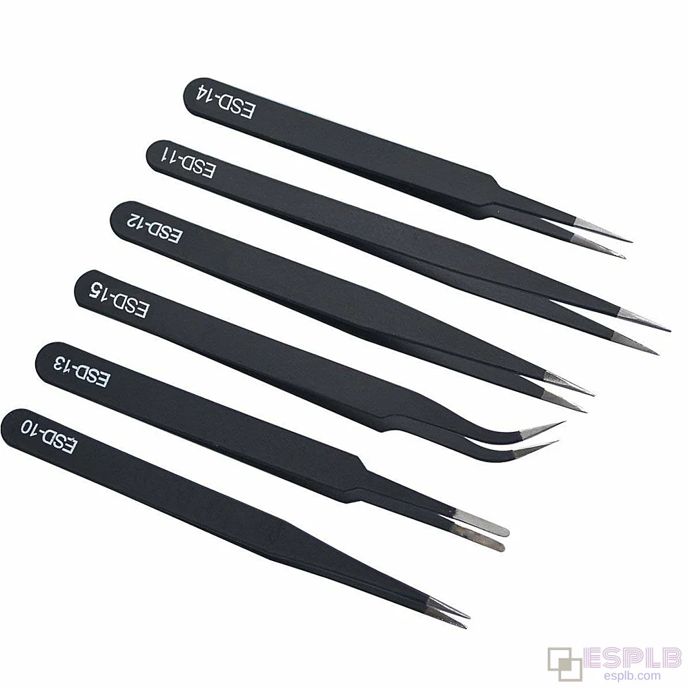 6件套精密防静电ESD不锈钢镊子
