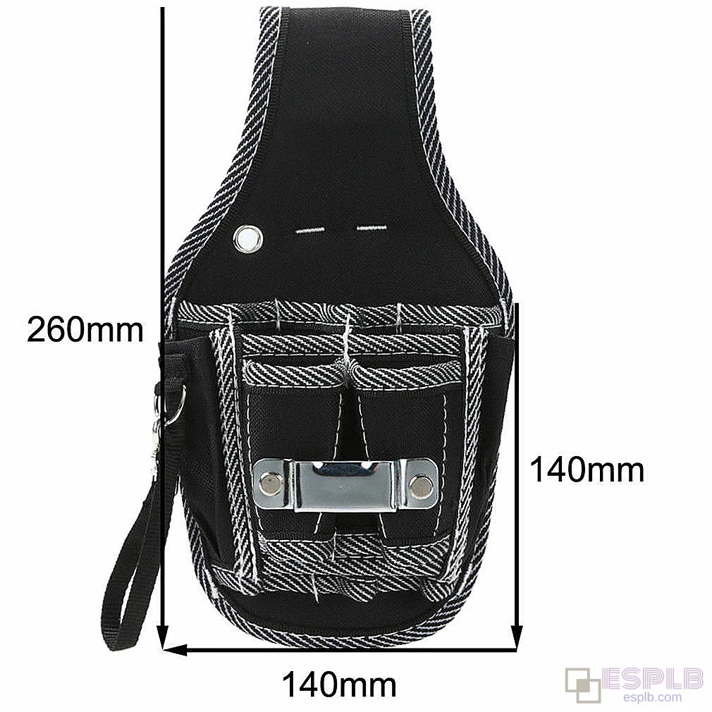 Sac à outils 9 en 1 pour ceinture avec poche, étui à tournevis, porte-clefs électricien, sac en tissu 600D pour perceuse