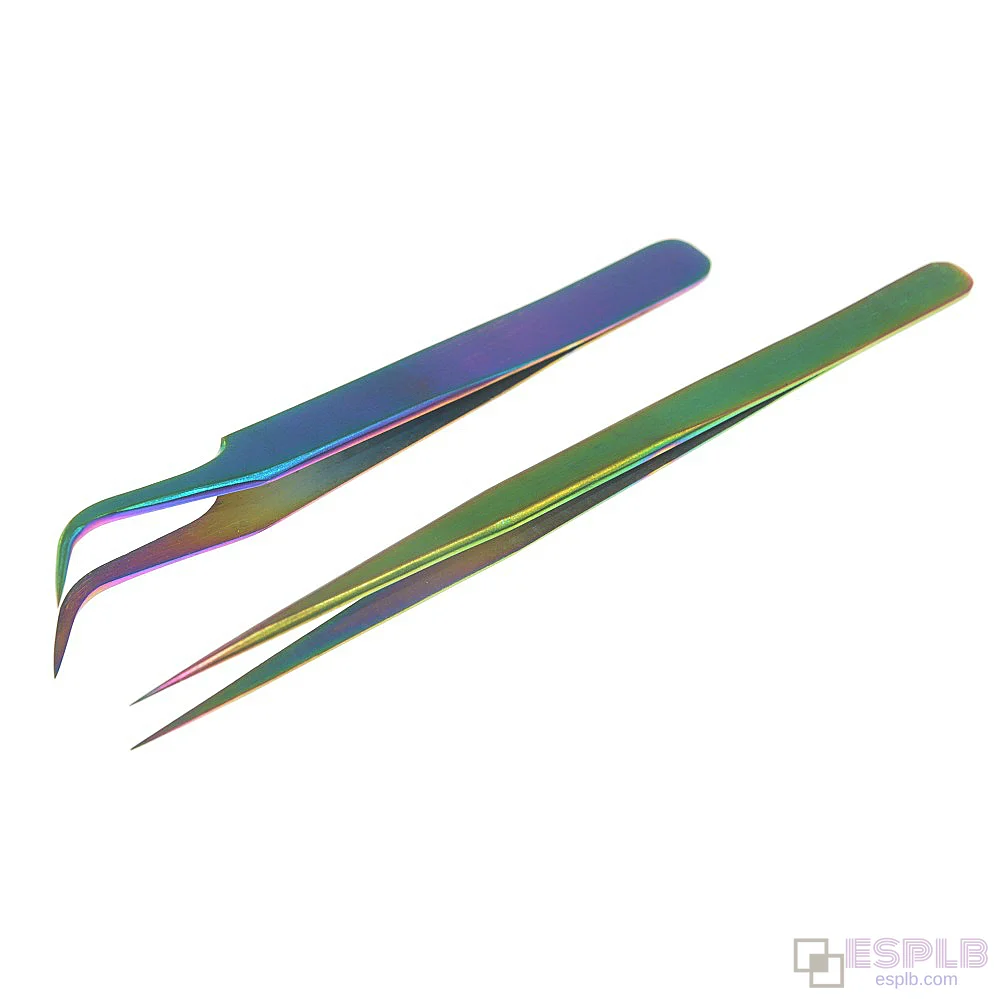 Roestvrijstalen Regenboog Pincetten Recht/Gebogen Punt Kleurrijke Precisie Elektronica Nr.11/15 Plating Pincetten
