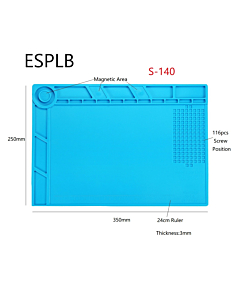 S-140 Heat Insulation Silicone Pad Desk Mat 35x25cm Soldering Repair Station with Screw Location and Magnetic Area 